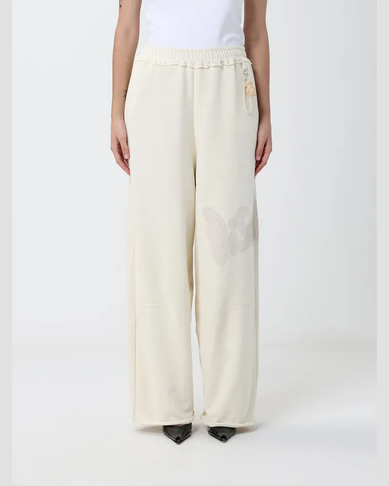 DISCLAIMER Wide-Leg-Jogginghose von aus Baumwolle mit hoher Taille und Logo Yellow
