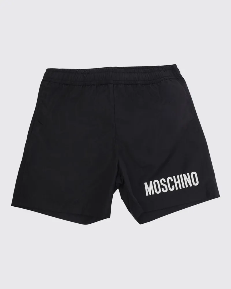 Moschino Badeshorts für Jungen aus Polyester mit Kontrastlogo Schwarz