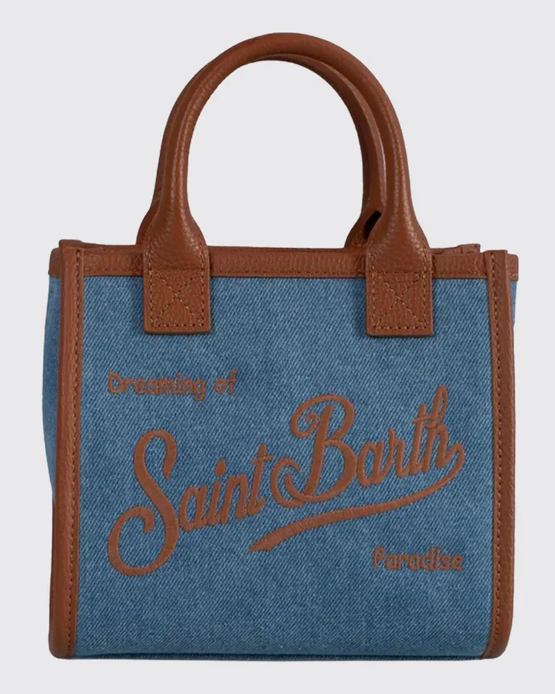 MC2 Saint Barth Vanity-Tasche aus Baumwolltwill mit gesticktem Logo Denim