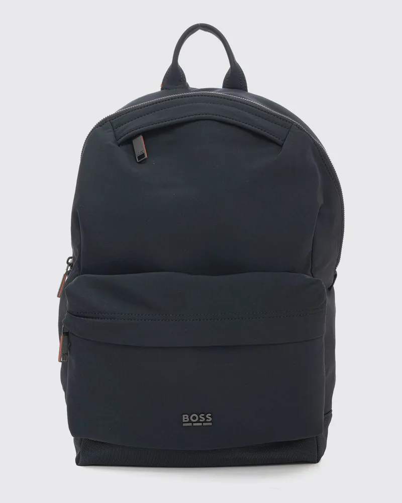 HUGO BOSS Blauer Polyamid-Rucksack mit Außentasche und verstellbaren Trägern Blau