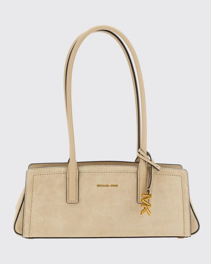 Michael Kors Laila Schultertasche aus Wildleder mit Logo-Anhänger Beige