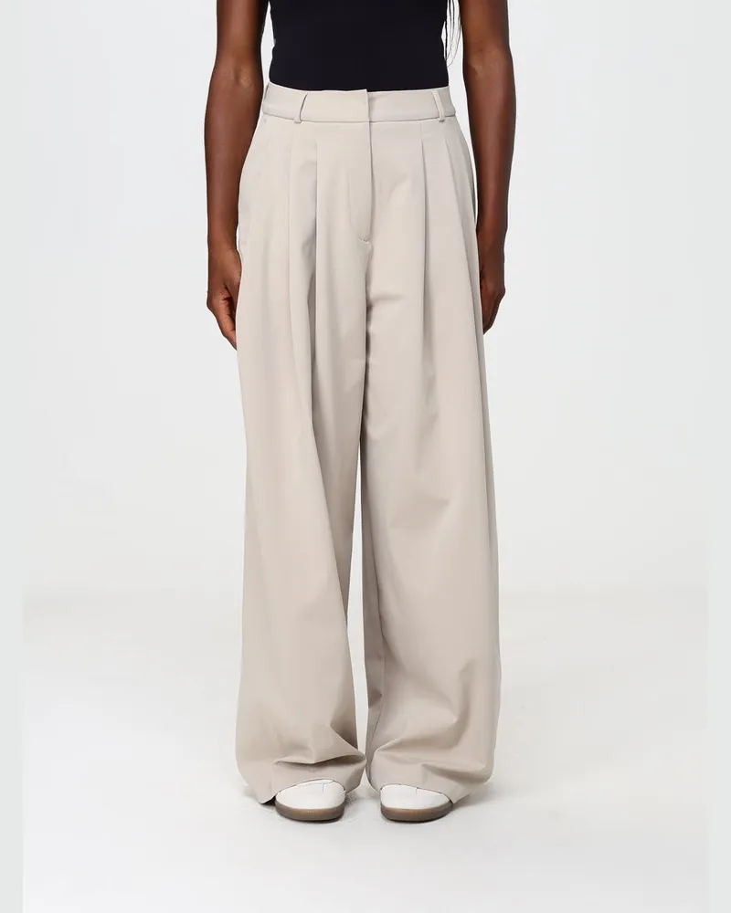 adidas High-Waist-Hose mit weitem Bein aus recyceltem Stoff mit Bundfalten Beige