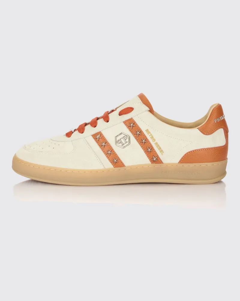 Philipp Plein Retro Rebel Wildleder-Sneakers mit Sternapplikationen Beige