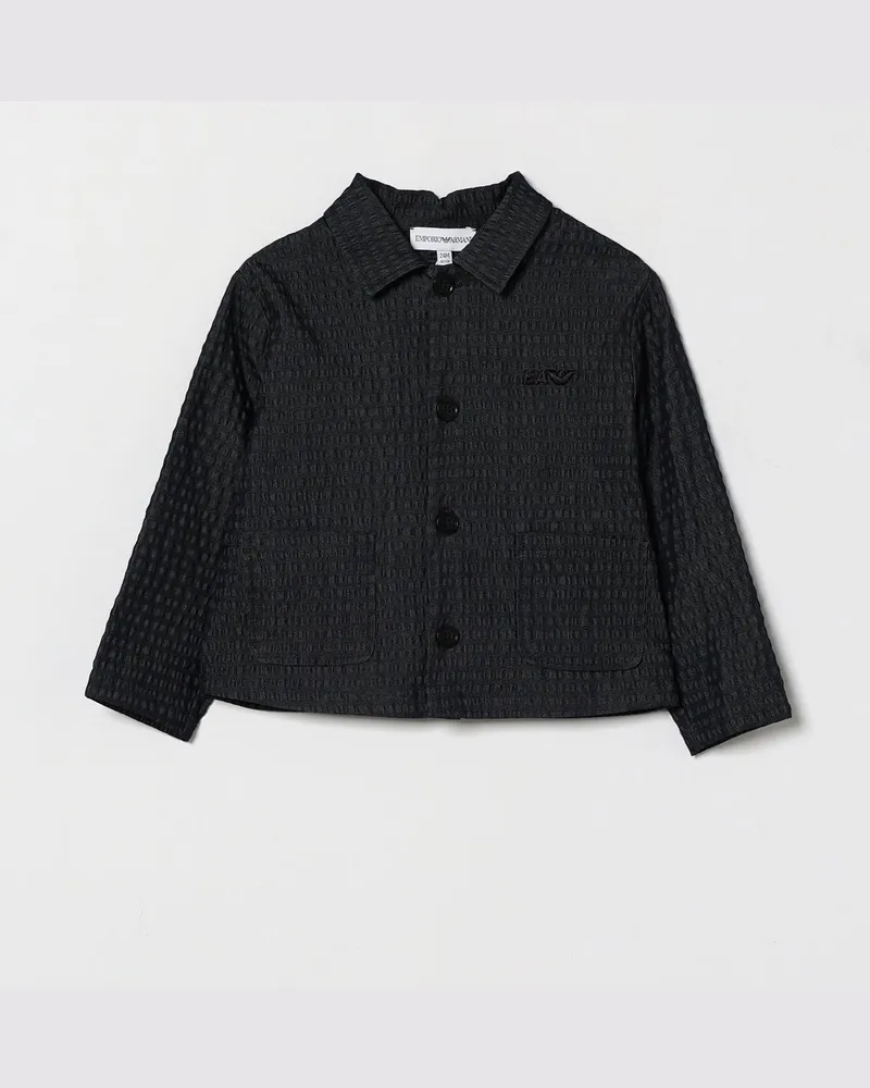 Emporio Armani Einreihiger Denim-Blazer für Jungen mit klassischem Kragen Blau