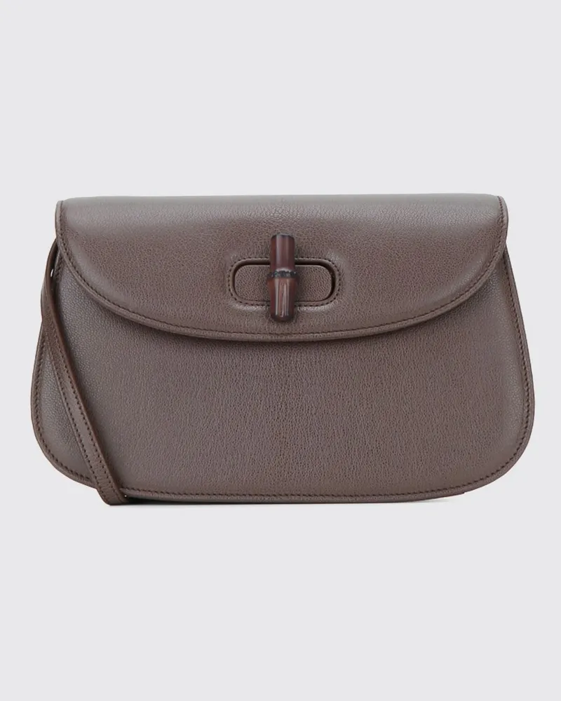 Gucci Schultertasche aus Ziegenleder mit Drehverschluss und abnehmbarem Riemen Braun