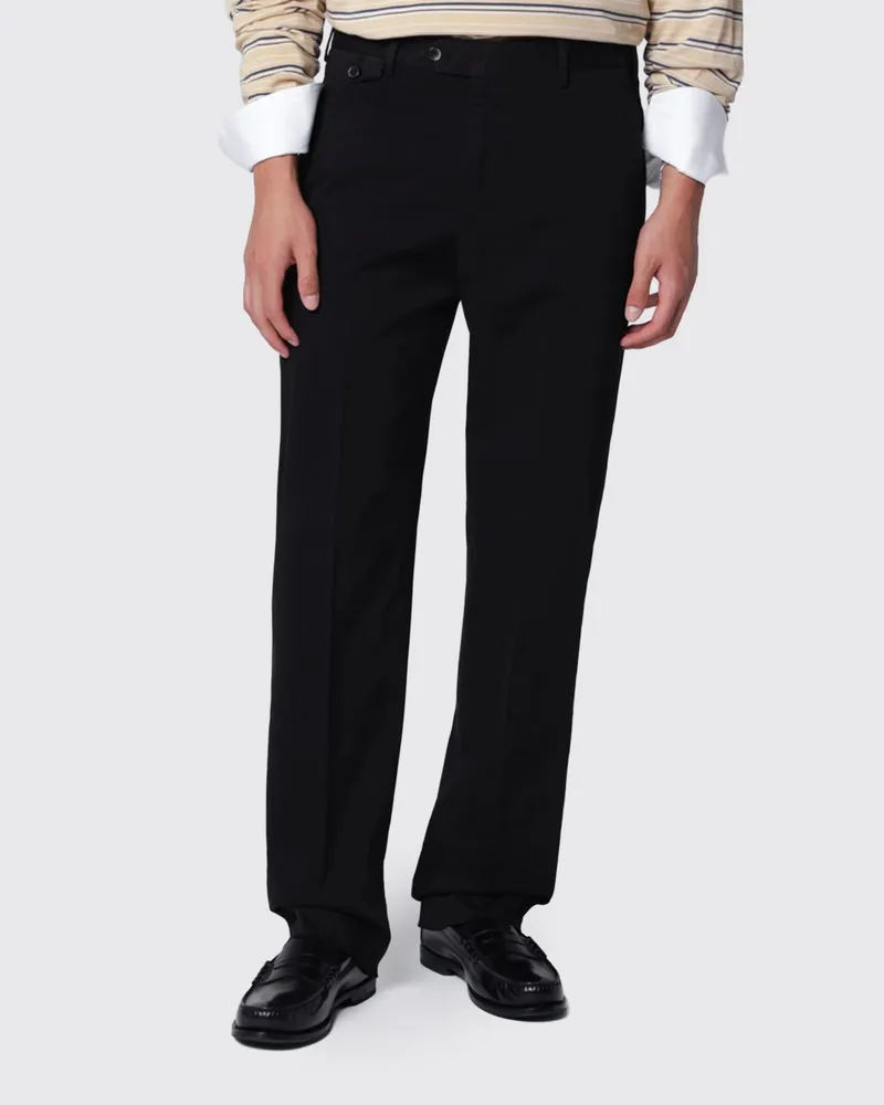 PT TORINO Pleated-Chino mit geradem Bein von aus Stretch-Baumwolle Schwarz