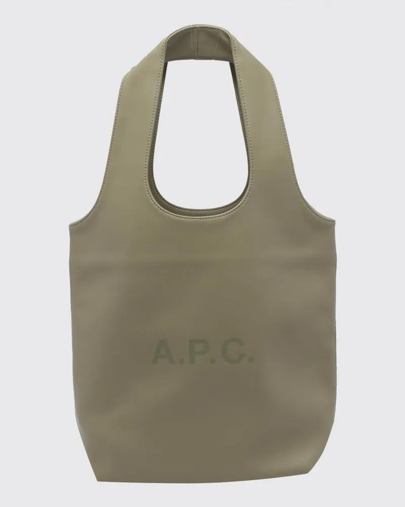A.P.C. Tote-Bag Ninon aus Kunstleder mit doppeltem Henkel und Logodruck Grün