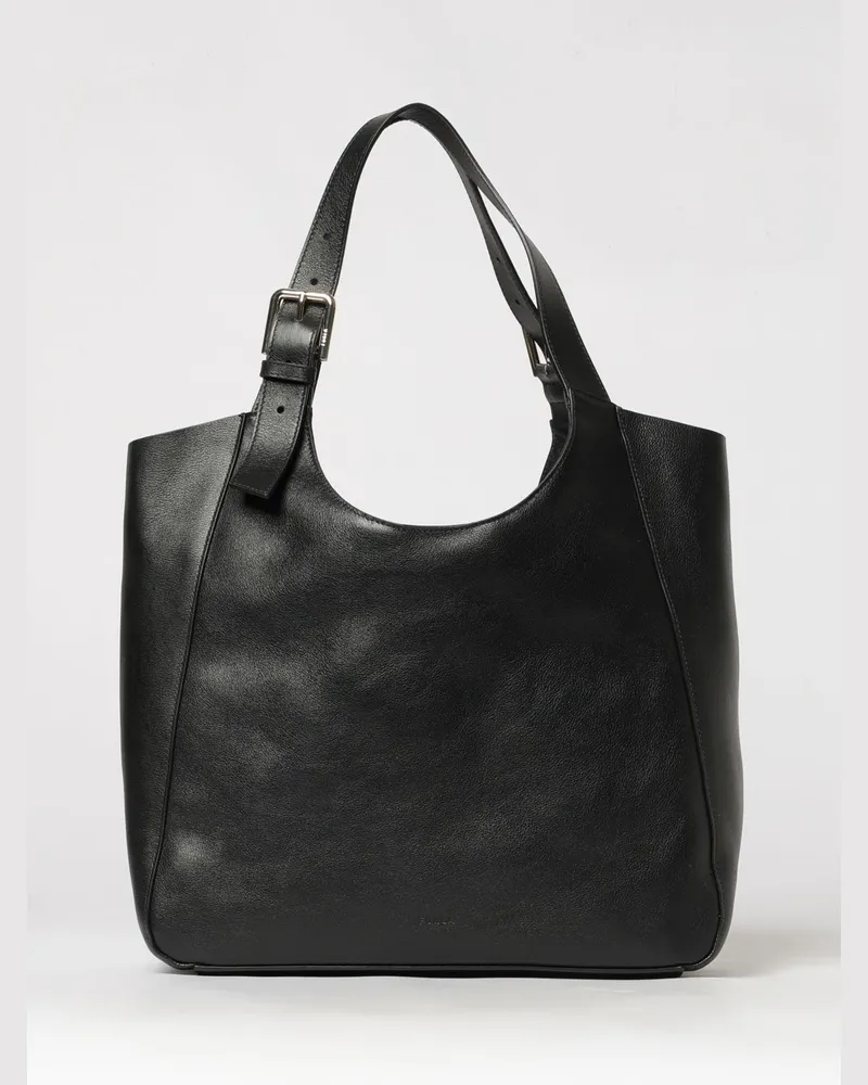 Furla Große Dora-Tragetasche aus Leder mit ausgestellter Form und verstellbarem Henkel Schwarz