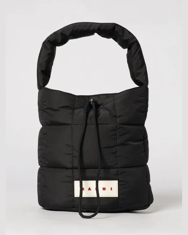 Marni Gesteppte Nylon-Beuteltasche Schwarz