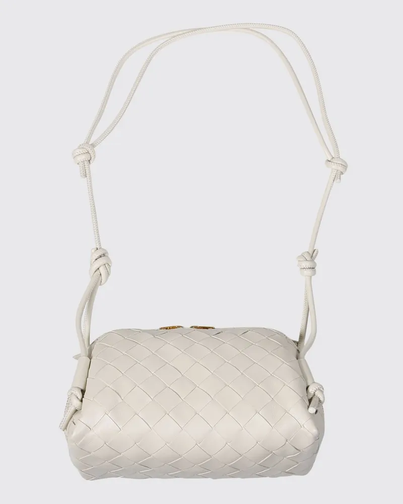 Bottega Veneta Concert Pochette aus geflochtenem Leder Weiß