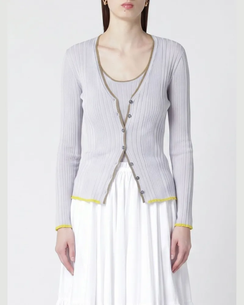 Roberto Collina Gerippter Viskose-Cardigan Lila