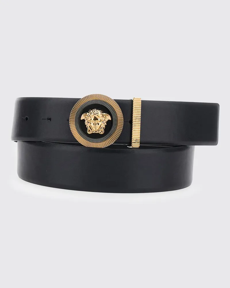 Versace Medusa Biggie Ledergürtel mit Logo-Plakette Schwarz