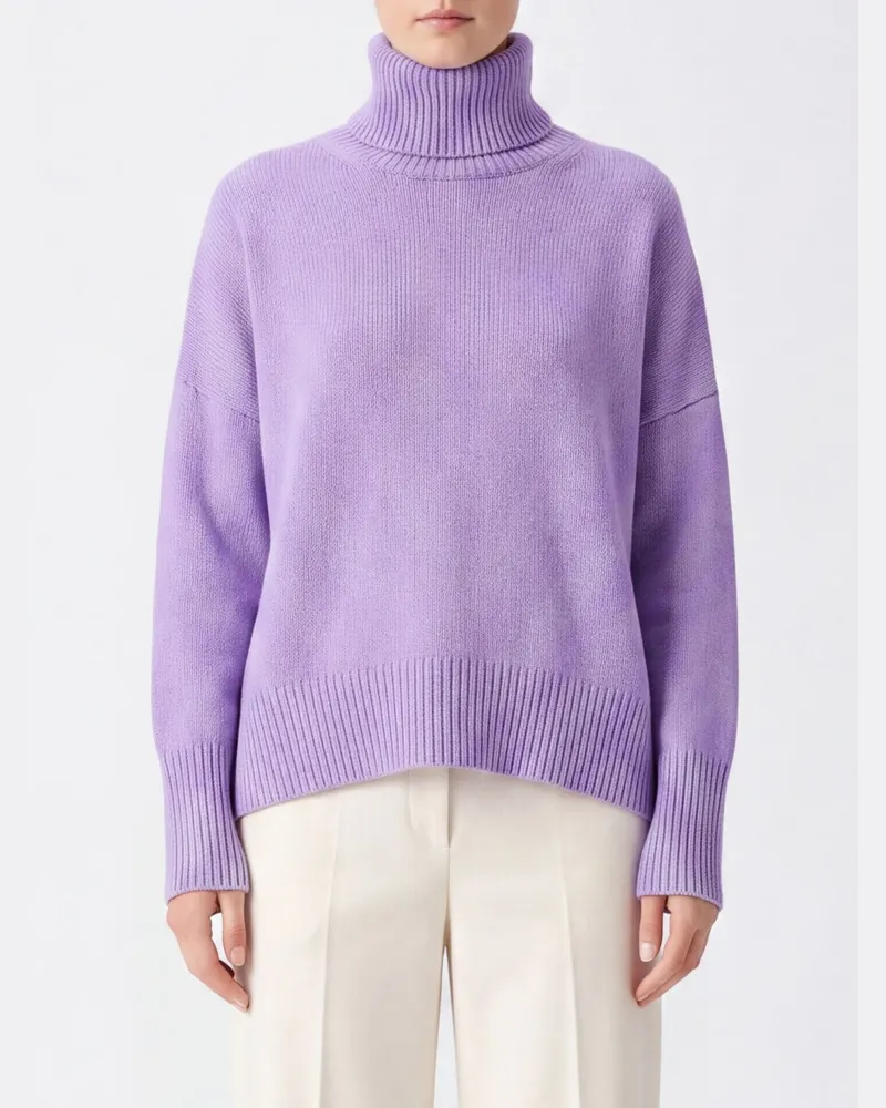 Lisa Yang Rollkragenpullover aus reinem Kaschmir mit überschnittenen Schultern Lila
