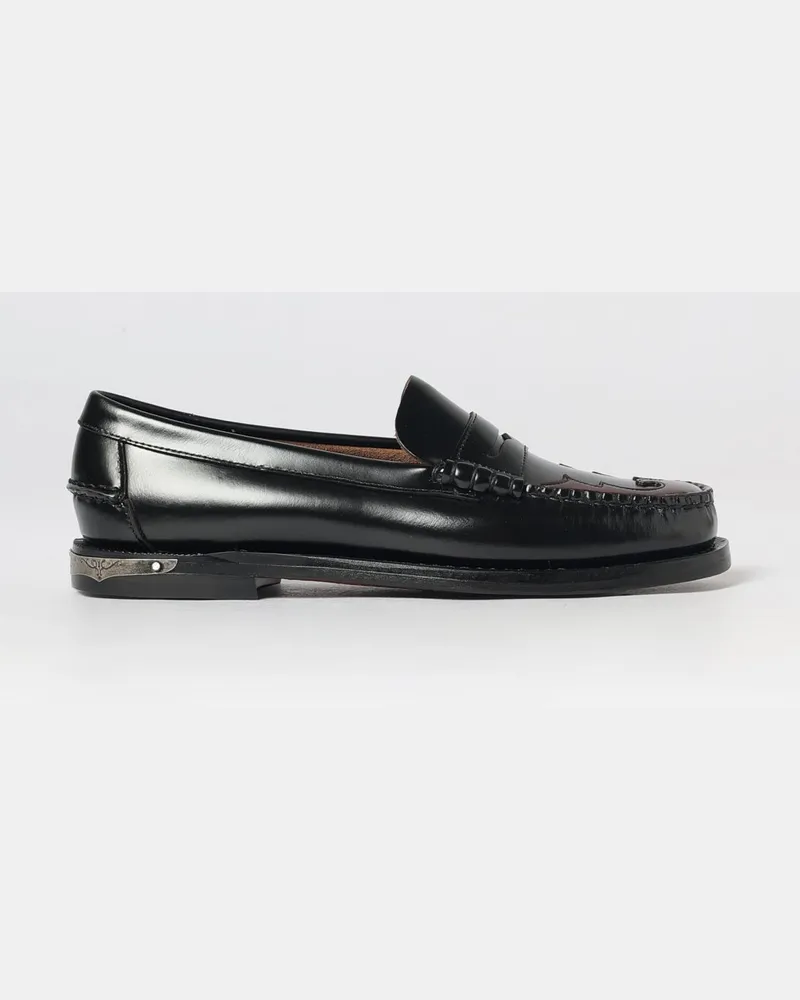 Sebago Classic Dan Penny Loafers aus gebürstetem Leder mit Ledersohle Schwarz