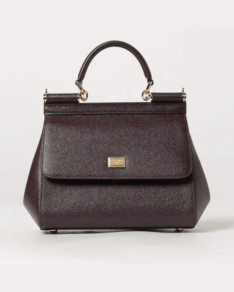 Dolce & Gabbana DOLCE  GABBANA Sicily Mini-Handtasche Dolce & Gabbana aus genarbtem Kalbsleder Burgunderrot