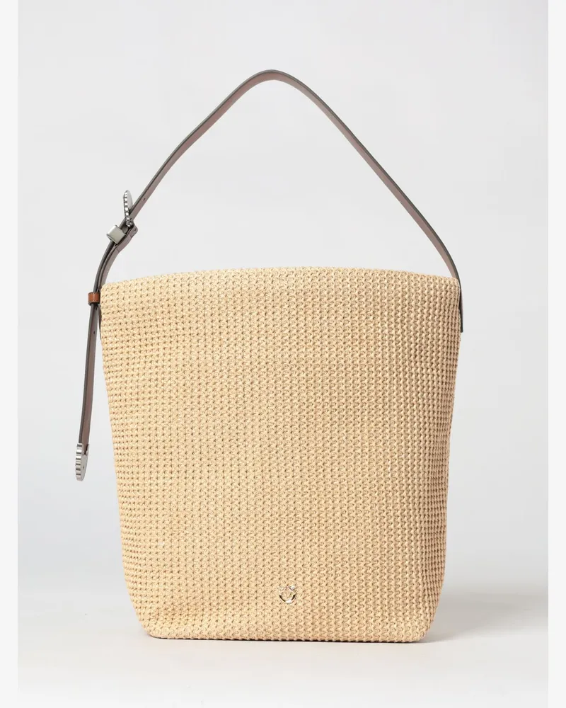 Pinko Häkeltasche aus Bast Braun