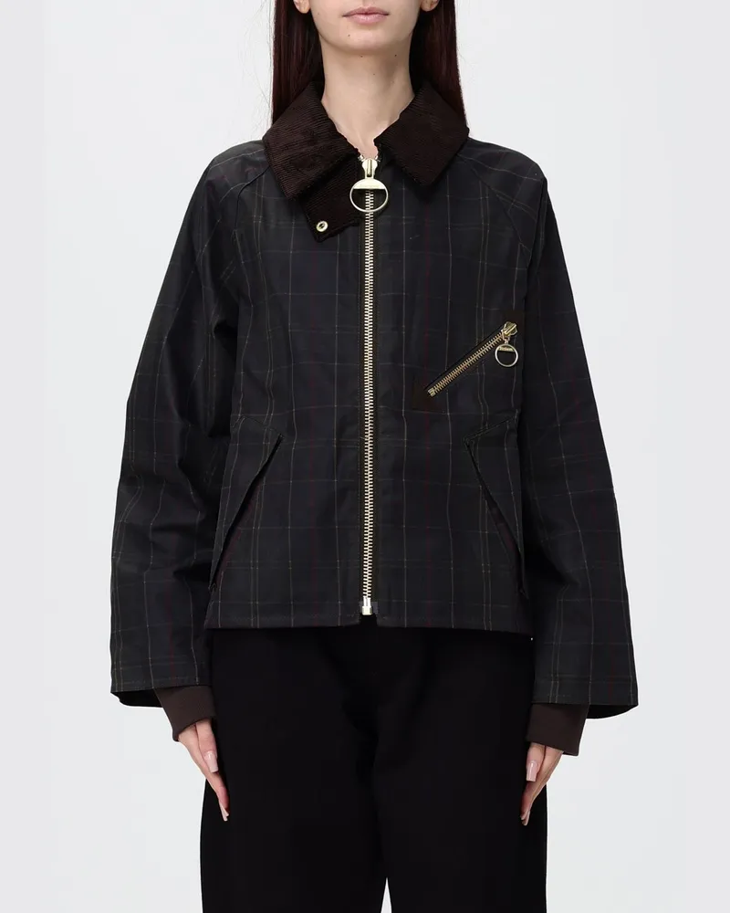 Barbour Arlene Nadelstreifen-Hemdjacke aus gewachster Baumwolle mit Samtkragen Braun