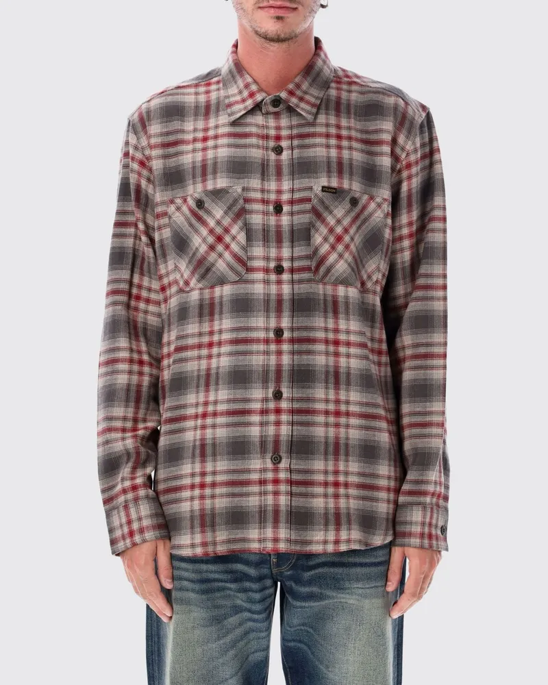 Filson Kariertes Flanellhemd mit geknöpften aufgesetzten Taschen Grau