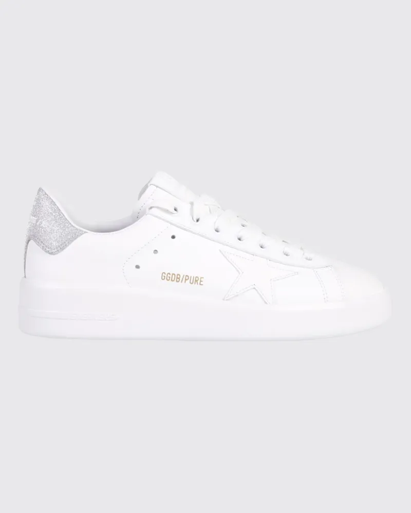 Golden Goose Purestar Low-Top-Sneakers von aus Leder und Glitzer-Mesh mit Logo Weiß