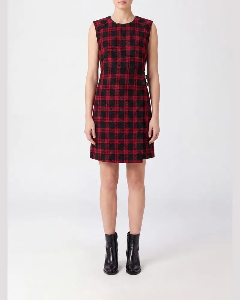 Pinko Mini-Wickelkleid Amaranda aus Wollmischung mit Tartanmuster Schwarz