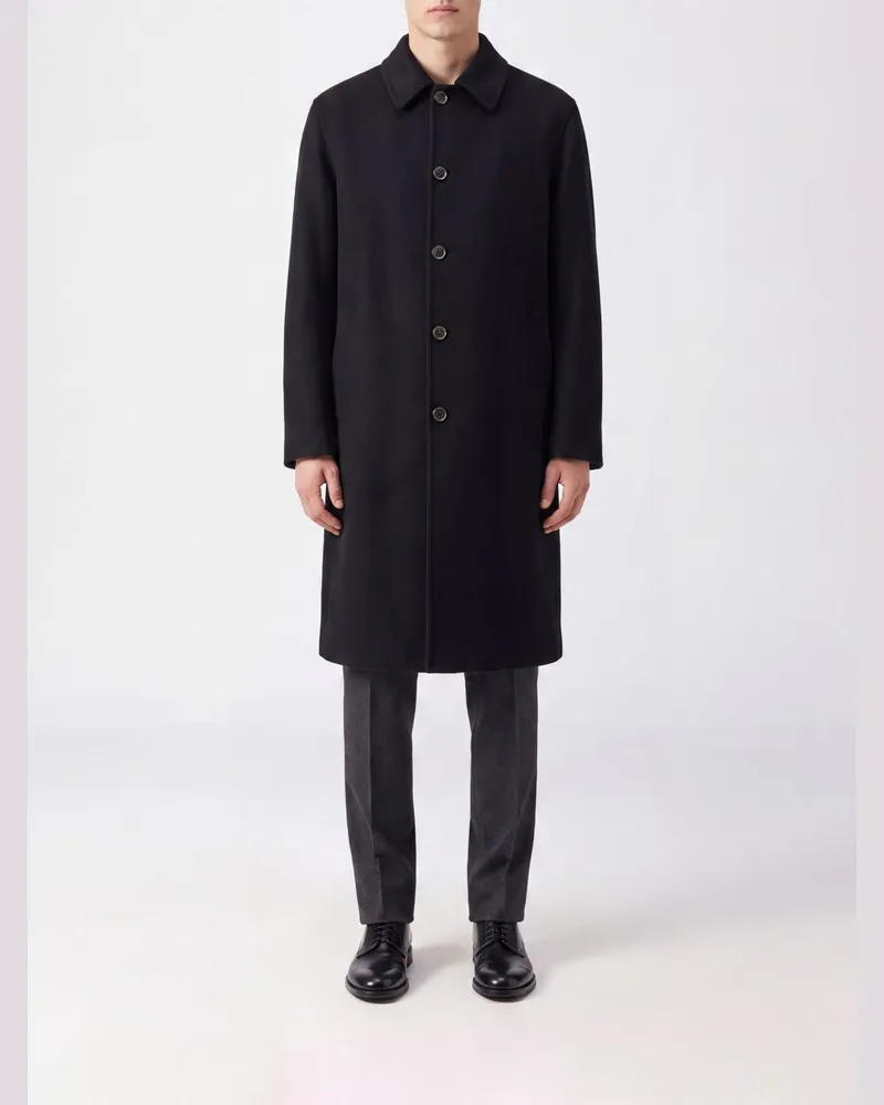 Maison Margiela Langer Einreiher-Wollmantel Schwarz