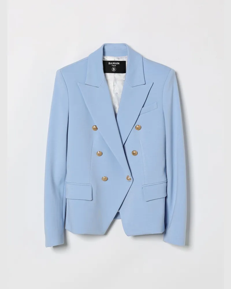Balmain Zweireihiger Crêpe-Blazer Blau