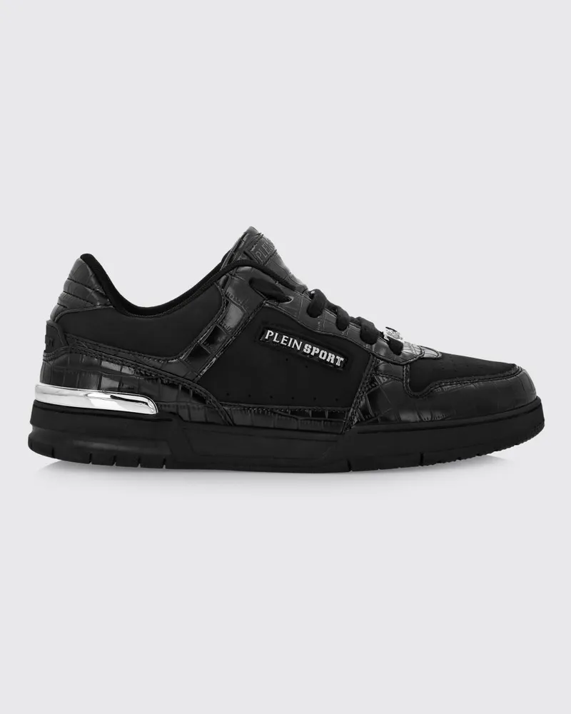 Philipp Plein Sneakers aus Wildleder und Leder mit Krokoprägung Schwarz