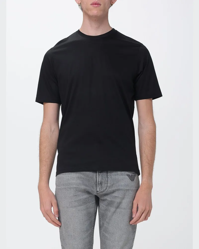 XC Kurzärmeliges Slim-Fit T-Shirt aus Baumwolle mit Rundhalsausschnitt Schwarz