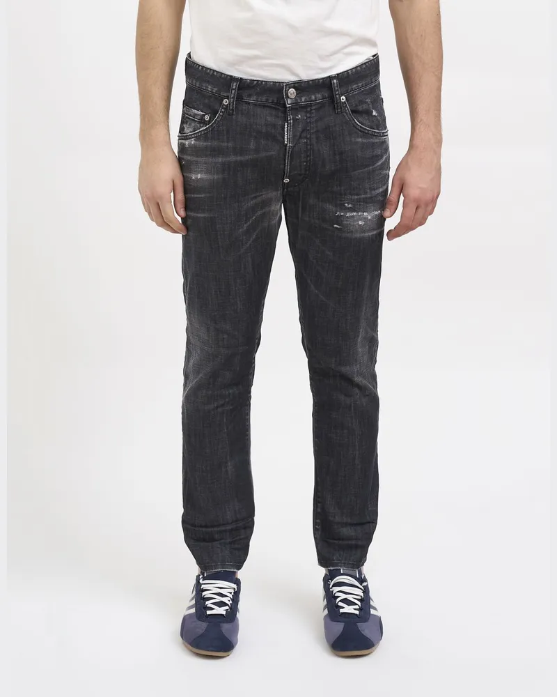 Dsquared2 Straight Used Stretch-Baumwolljeans Schwarz
