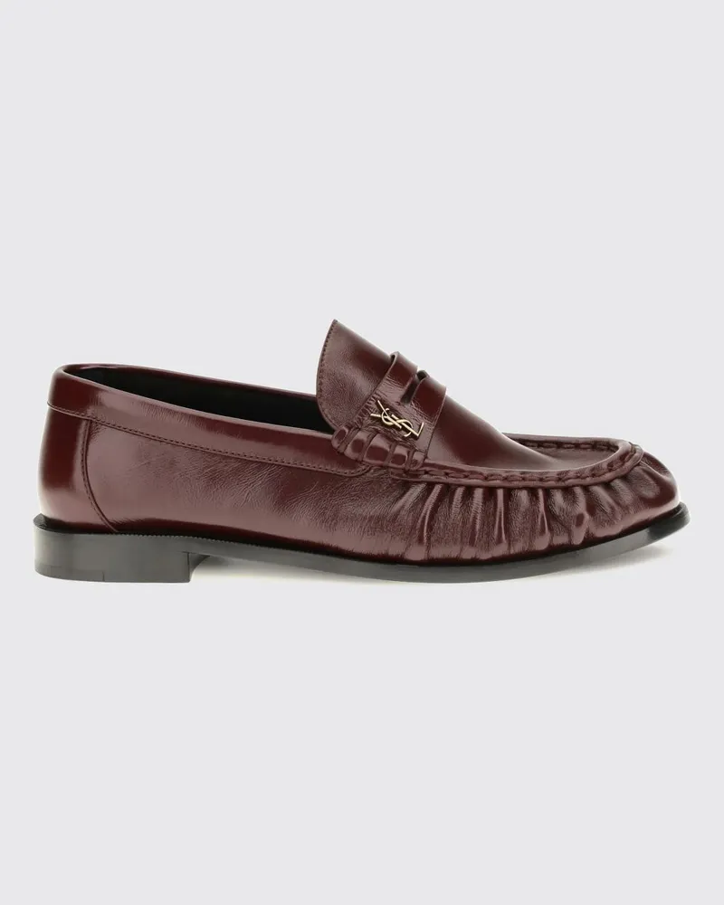 Saint Laurent Le Loafer Penny-Loafer aus Leder mit YSL-Monogramm Burgunderrot