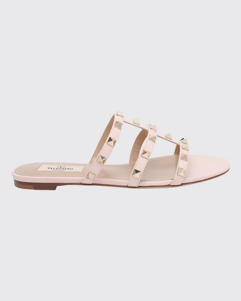 Valentino Garavani Rockstud Pantoletten aus Kalbsleder mit Nieten Pink