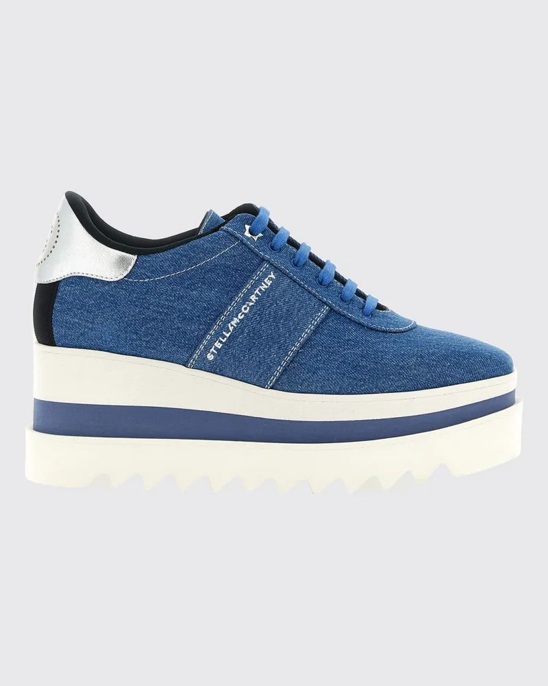 Stella McCartney Elyse Plateau-Derbys aus Denim mit gezackter Sohle Blau