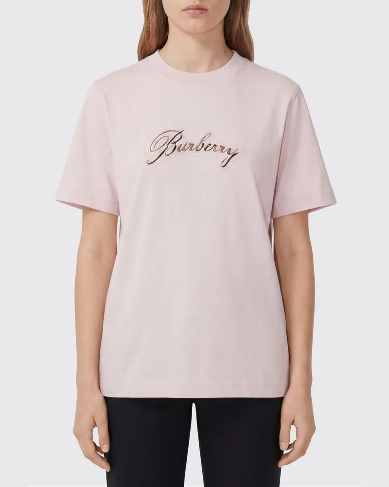 Burberry Baumwoll-Rundhals-T-Shirt mit Logo Pink