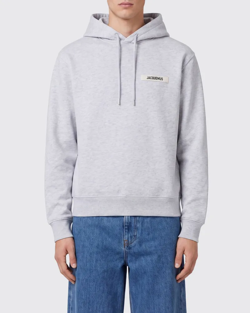 Jacquemus Kapuzenpullover aus Baumwolle mit Logo in Relaxed Fit Passform Grau