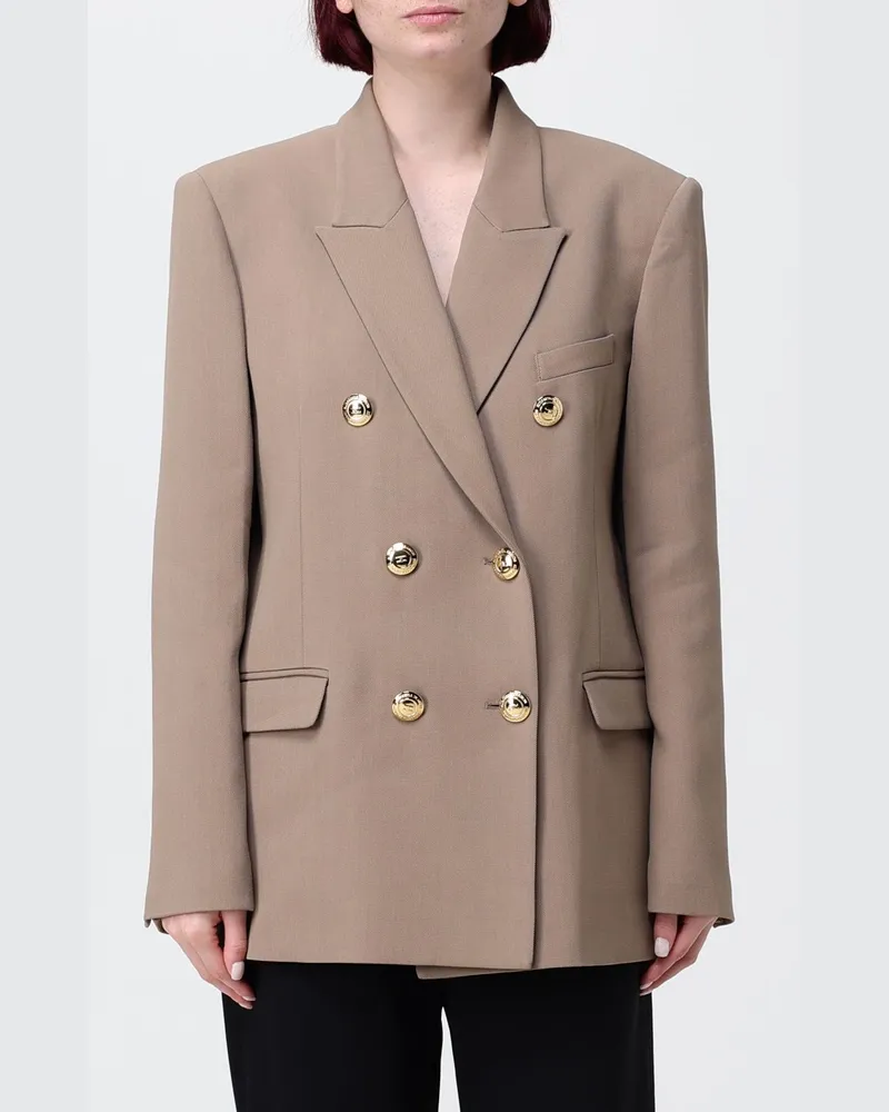 Elisabetta Franchi Doppelreihiger Blazer aus Stretch Viskose Grau