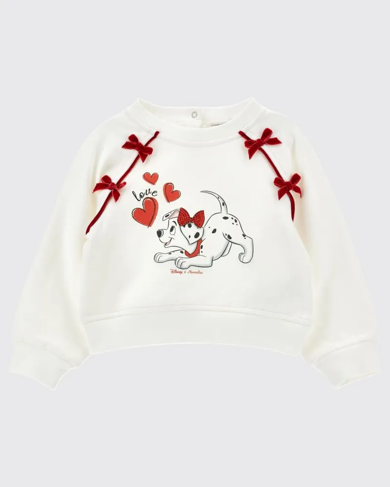 Monnalisa Sweatshirt aus Baumwolle von für Mädchen mit Disney-Druck und applizierten Schleifen Yellow