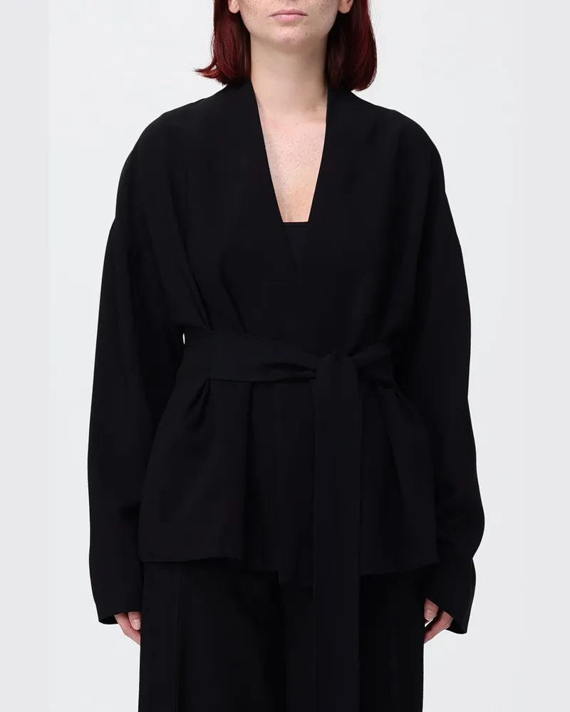 Alberta Ferretti Kurze Wickeljacke mit V-Ausschnitt aus Viskose Schwarz