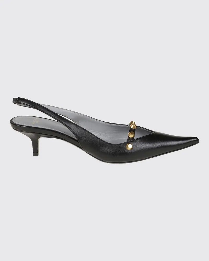 Balenciaga Midnight Slingback-Pumps aus Nappaleder mit Nieten und niedrigem Absatz Schwarz