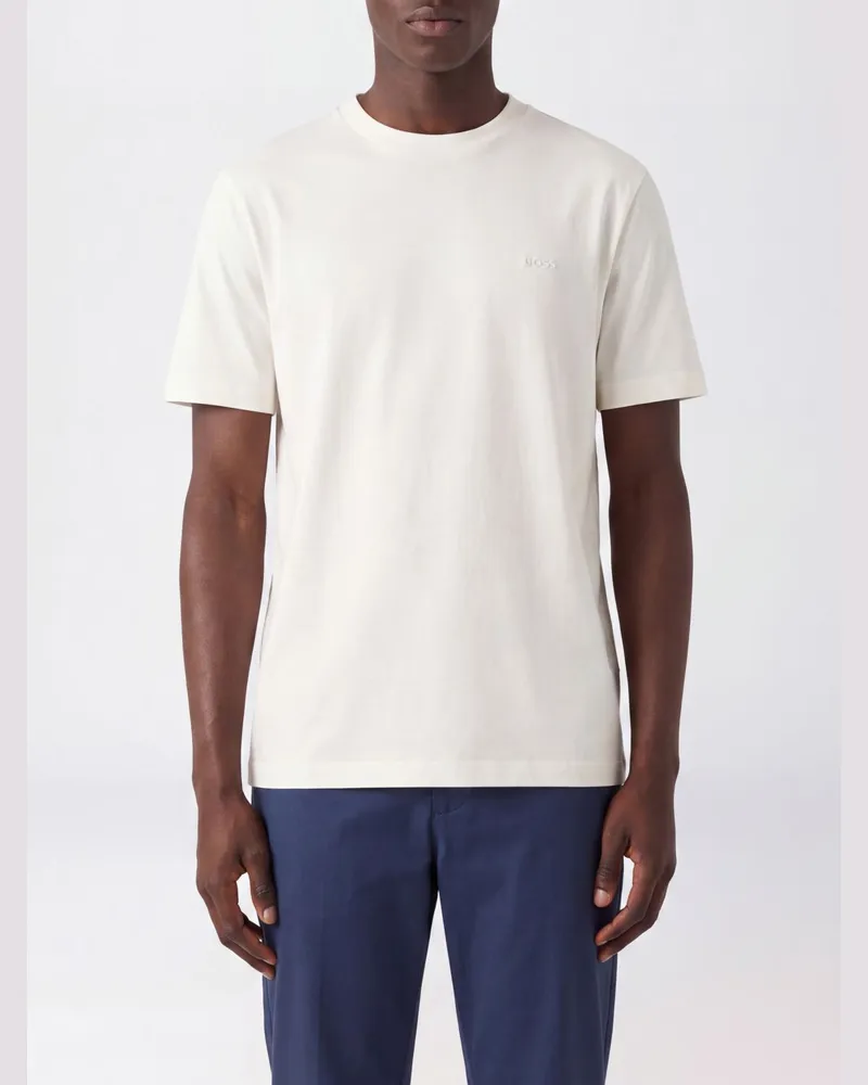HUGO BOSS Herren-T-Shirt aus Baumwolle mit Rundhalsausschnitt und Logo-Stickerei Weiss