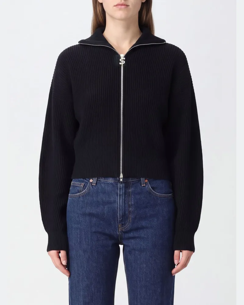 SPORTMAX Kapuzen-Cardigan von aus Woll-Kaschmir-Mischung mit Reißverschluss Schwarz