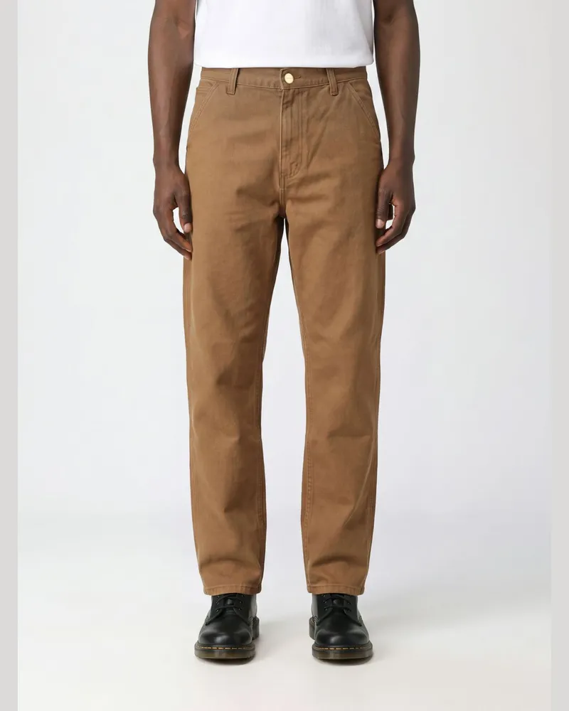 Carhartt WIP Weit geschnittene Single Knee Hose aus bedrucktem Bio-Baumwoll-Canvas Braun