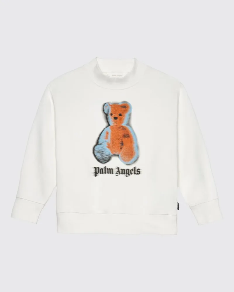 Palm Angels Baumwoll-Rundhals-Sweatshirt mit Teddy-Print Beige
