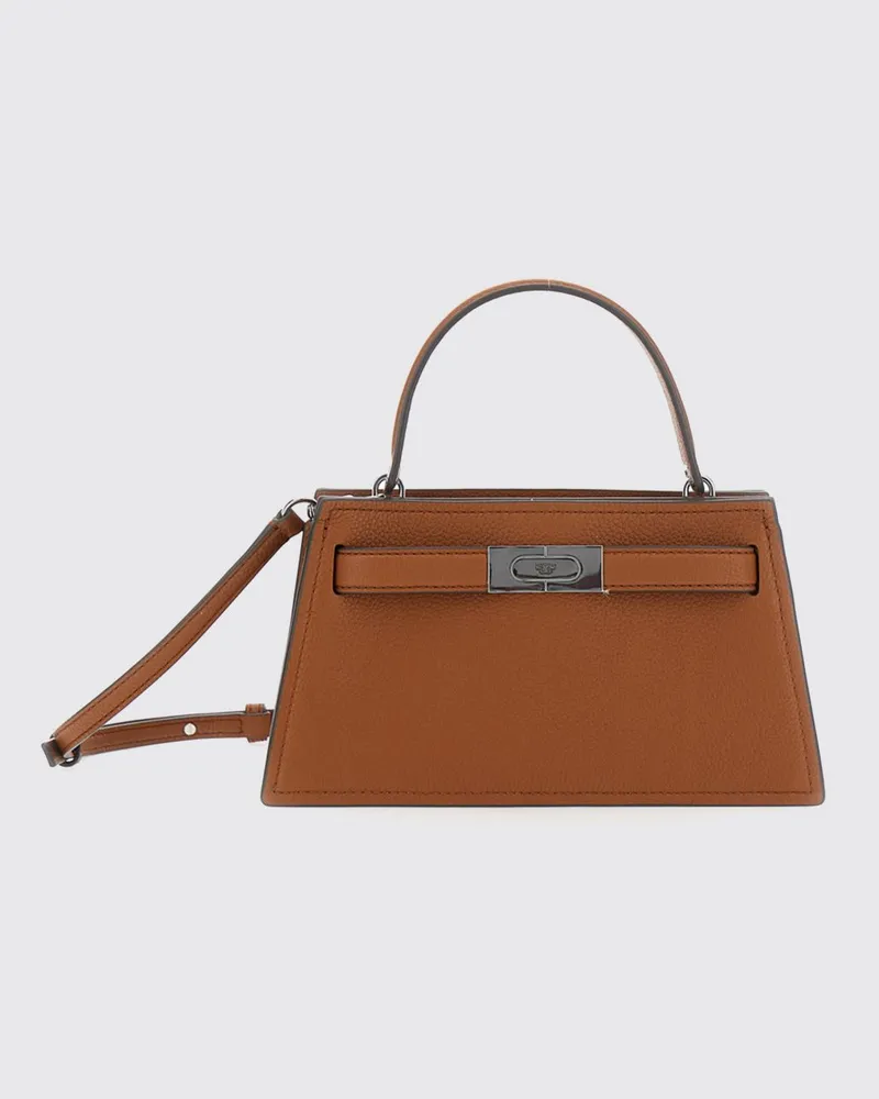 Tory Burch Kleine, ausgestellte Lee Radziwill Handtasche von aus genarbtem Leder Braun