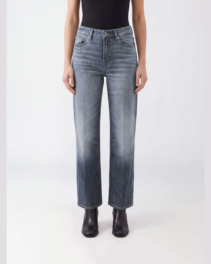 7 for all mankind Lotta High-Waist Wide Leg Jeans aus Baumwolldenim Blau