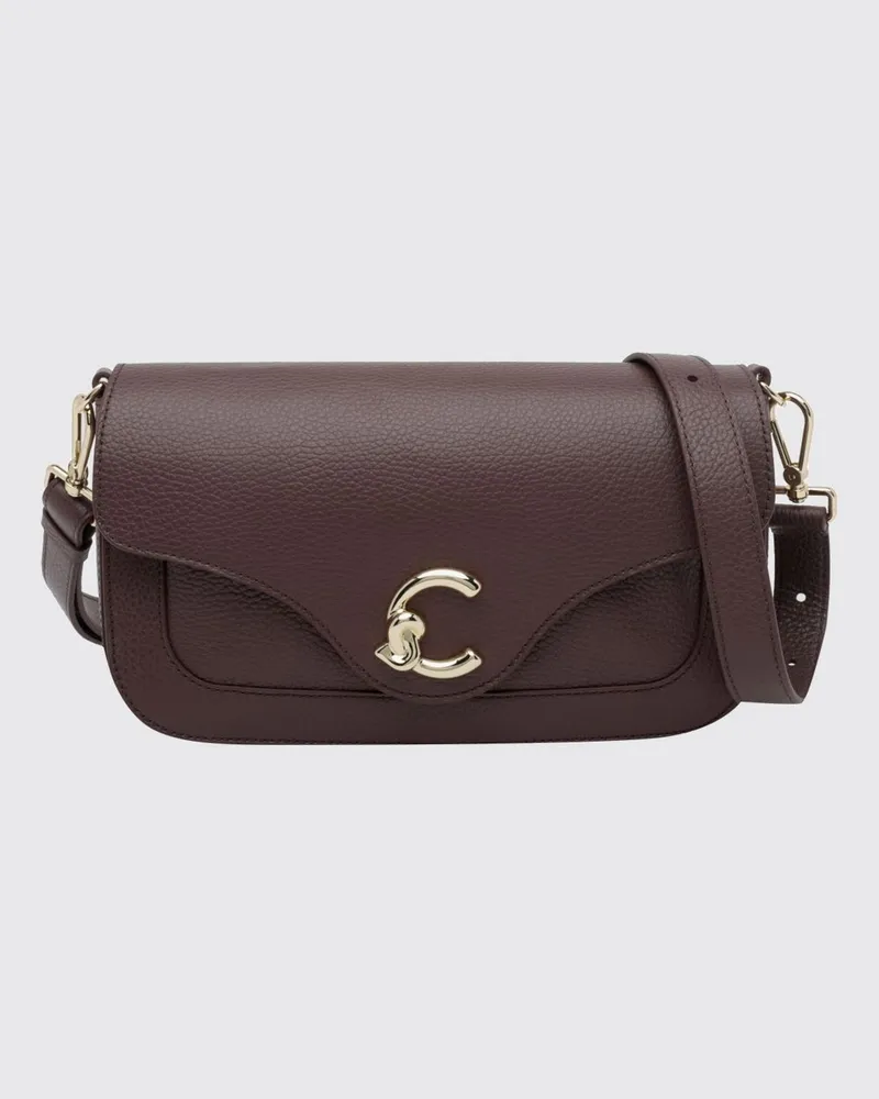 Coccinelle Umhängetasche C-Me aus genarbtem Leder mit Patte Beige