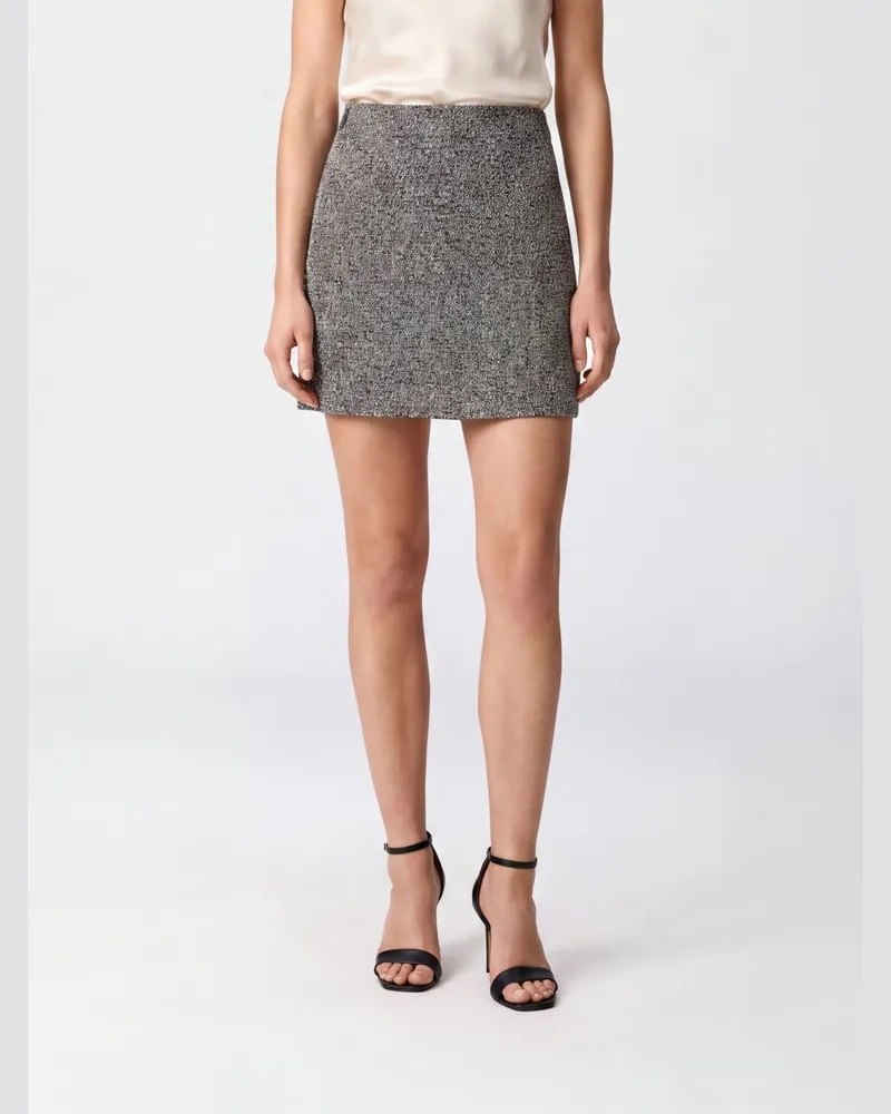 Michael Kors High-Waist Tweed-Bleistift-Minirock mit seitlichem Verschluss Schwarz