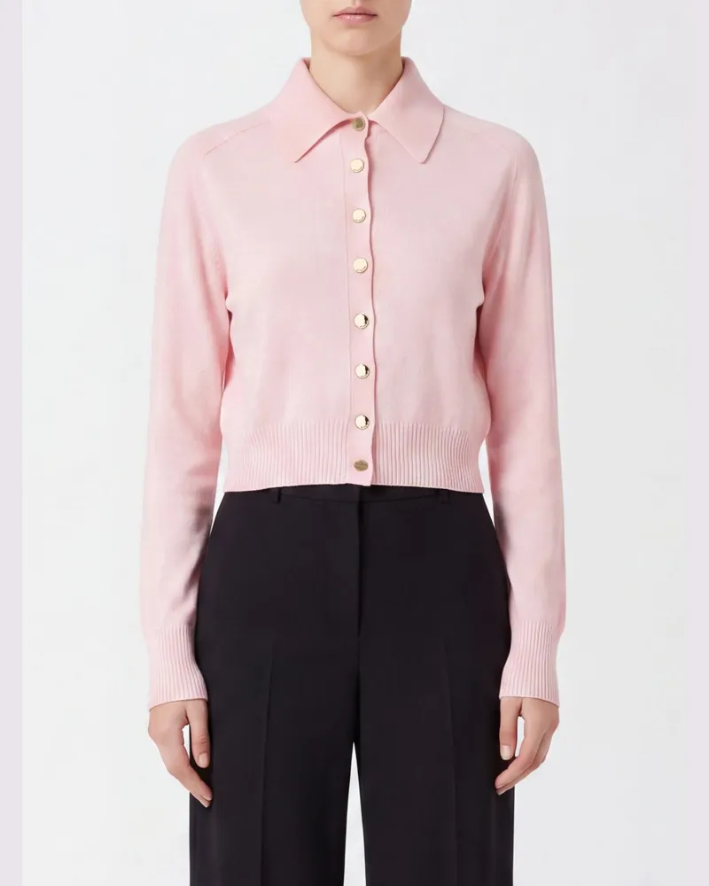 SPORTMAX Polo-Cardigan aus Schurwolle mit Metallknöpfen Pink