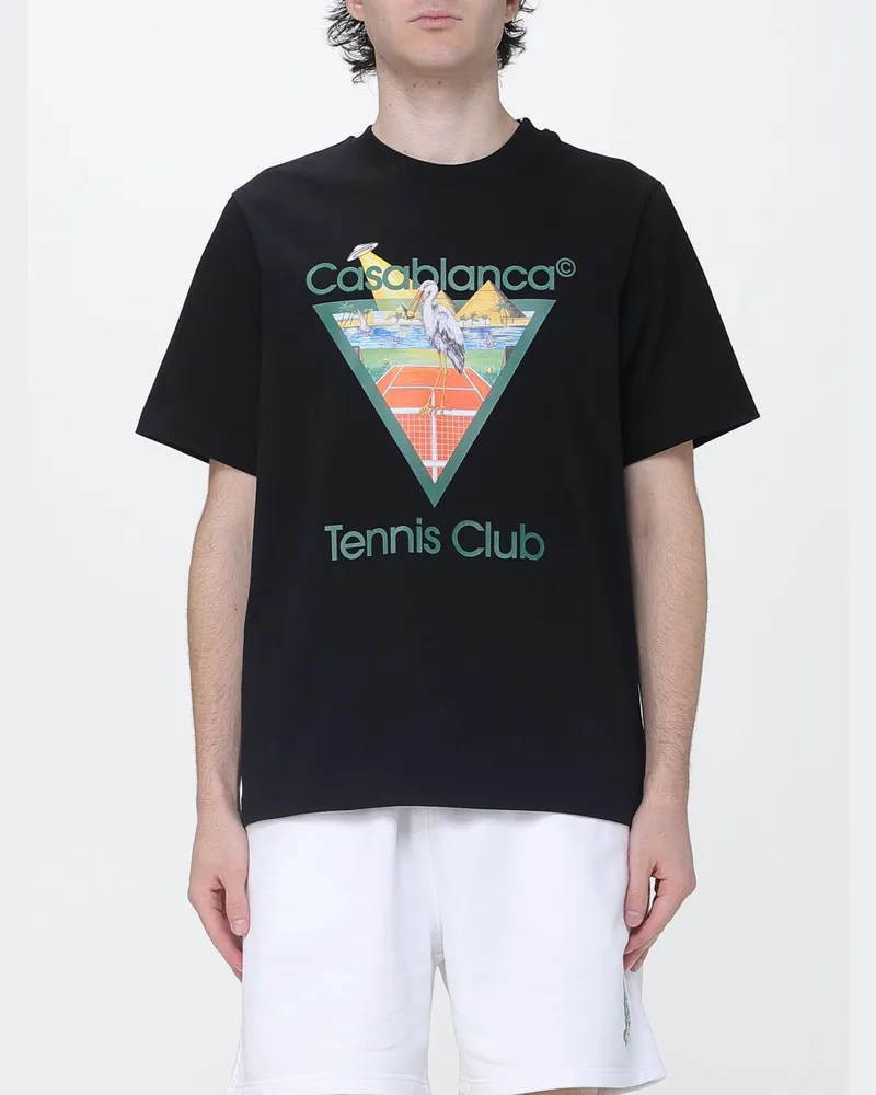 Casablanca Paris Rundhals-T-Shirt aus Bio-Baumwolle mit Logo-Print Schwarz