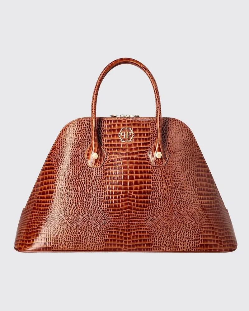 Philipp Plein Handtasche Majestic von aus Kalbsleder in Kroko-Optik Braun