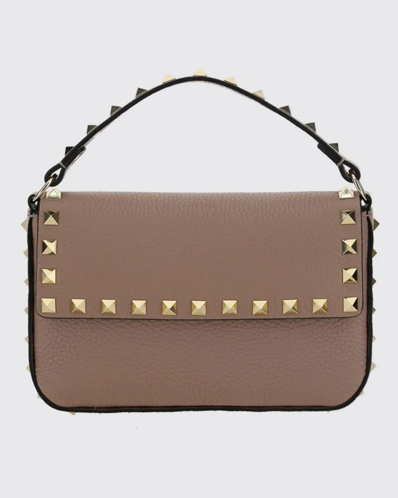 Valentino Garavani Rockstud Mini-Handtasche aus genietetem Kalbsleder Puder